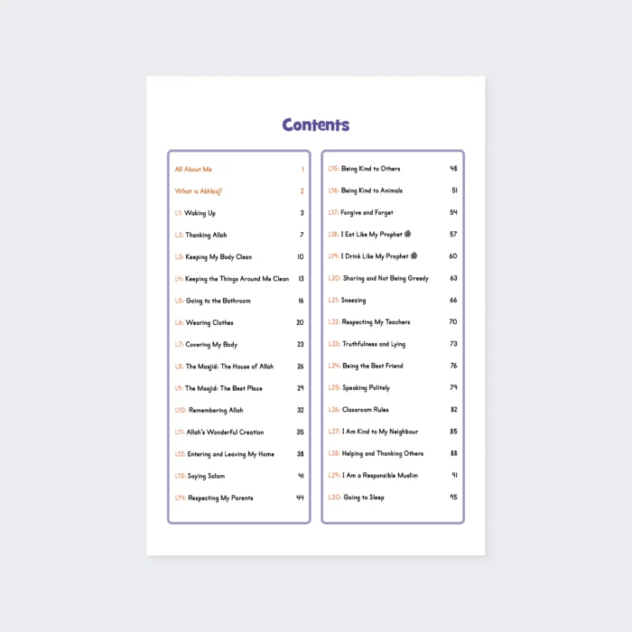 Adab & Akhlaq Level 1 Contents