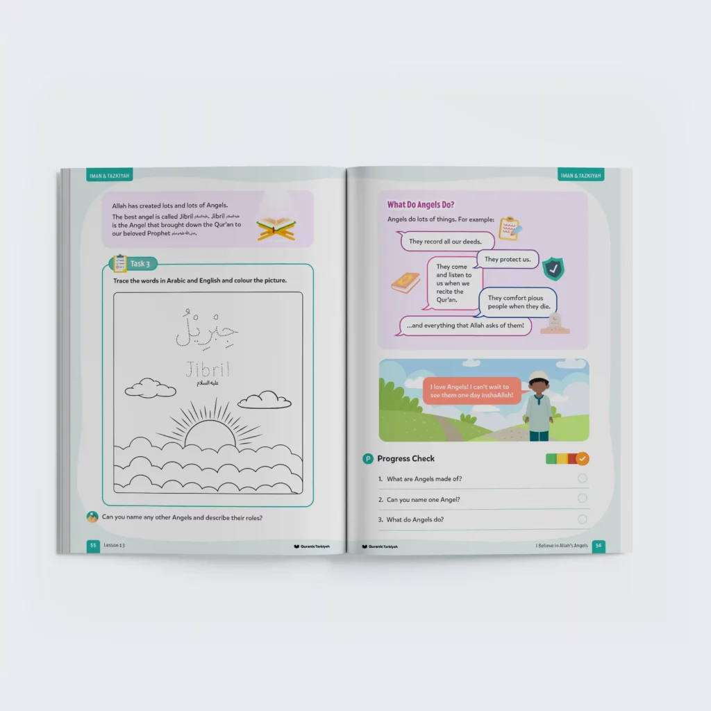 a two page spread from iman and tazkiyah level 2 book