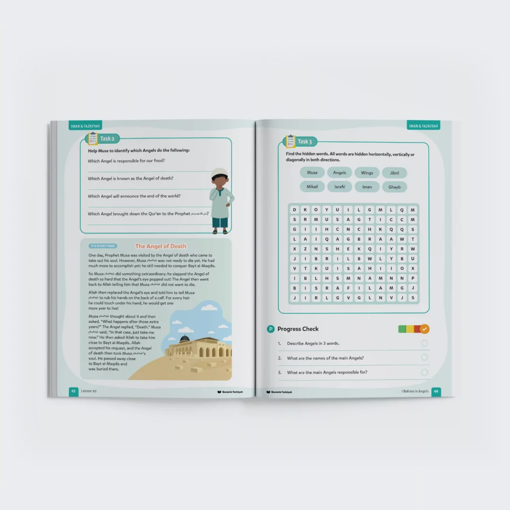 a two page spread from iman and tazkiyah level 3 book