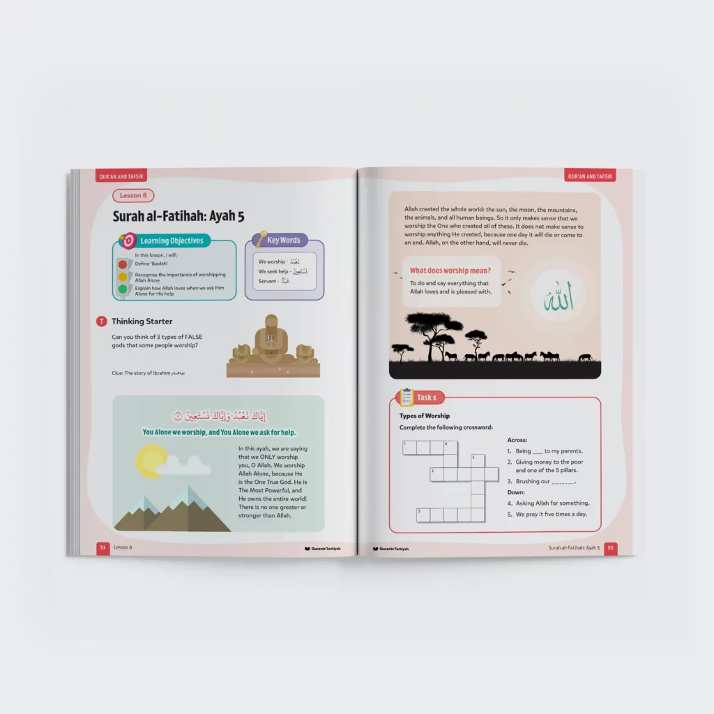a two page spread from quran and tadabbur level 3
