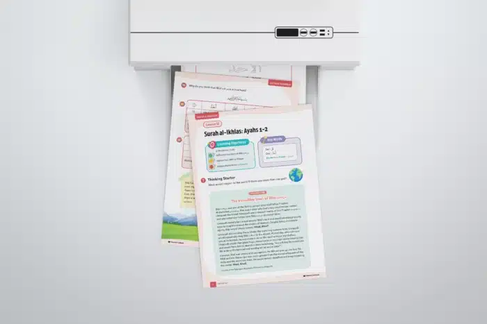Lesson12-Surah-al-Ikhlas-Ayahs-1-2-L3-Quran-Tadabbur-P1 to P3 with printer-V2