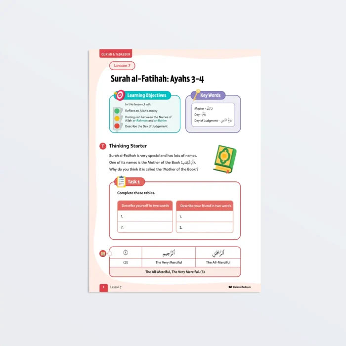 Lesson7-Surah-al-Fatihah-Ayahs-3-4-L3-Quran-Tadabbur-P1 Featured-V2
