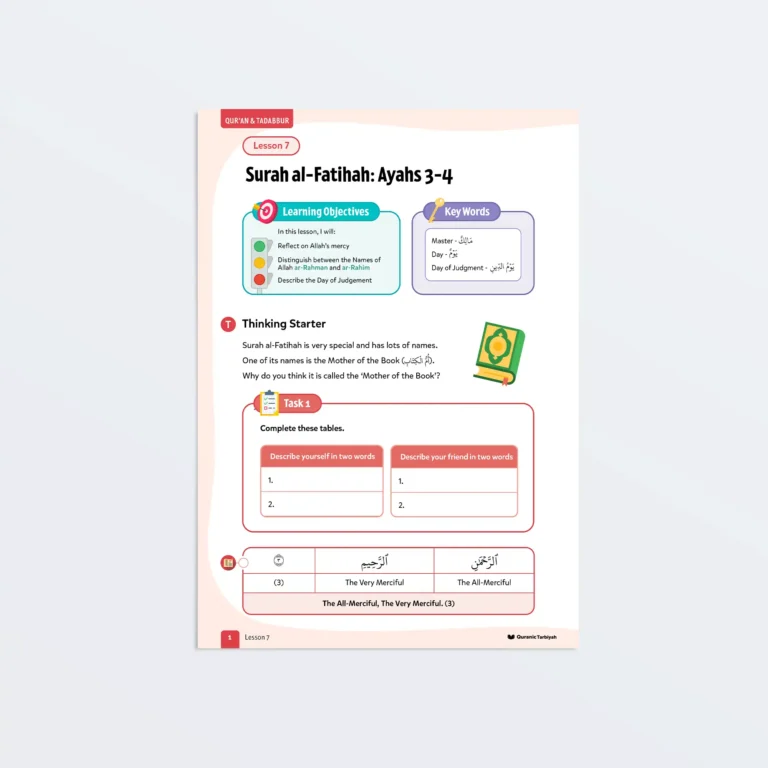 Lesson7-Surah-al-Fatihah-Ayahs-3-4-L3-Quran-Tadabbur-P1 Featured-V2