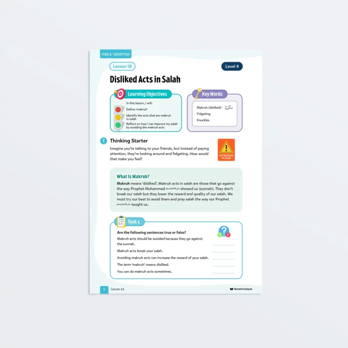 Lesson18-Disliked-Acts-In-Salah-L4-Fiqh-Ubudiyyah Page1 Featured