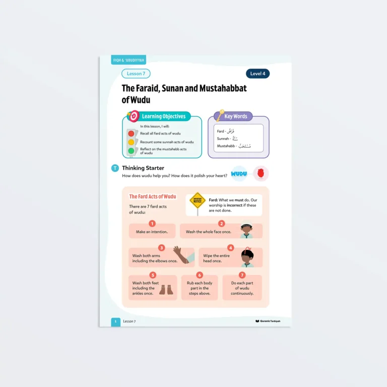 Lesson7-The-Faraid-Sunan-And-Mustahbbat-Of-Wudu-L4-Fiqh-Ubudiyyah Page1 Featured