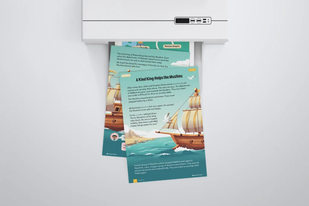 Lesson20-A-Kind-King-Helps-the-Muslims-L1-Sirah-Stories-P1-to-3-with-printer