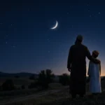 Teaching the ‘Why’ With the ‘How’: Nurturing a Child’s Love for the Deen 1 Boy father night looking at moon - Quranic Tarbiyah
