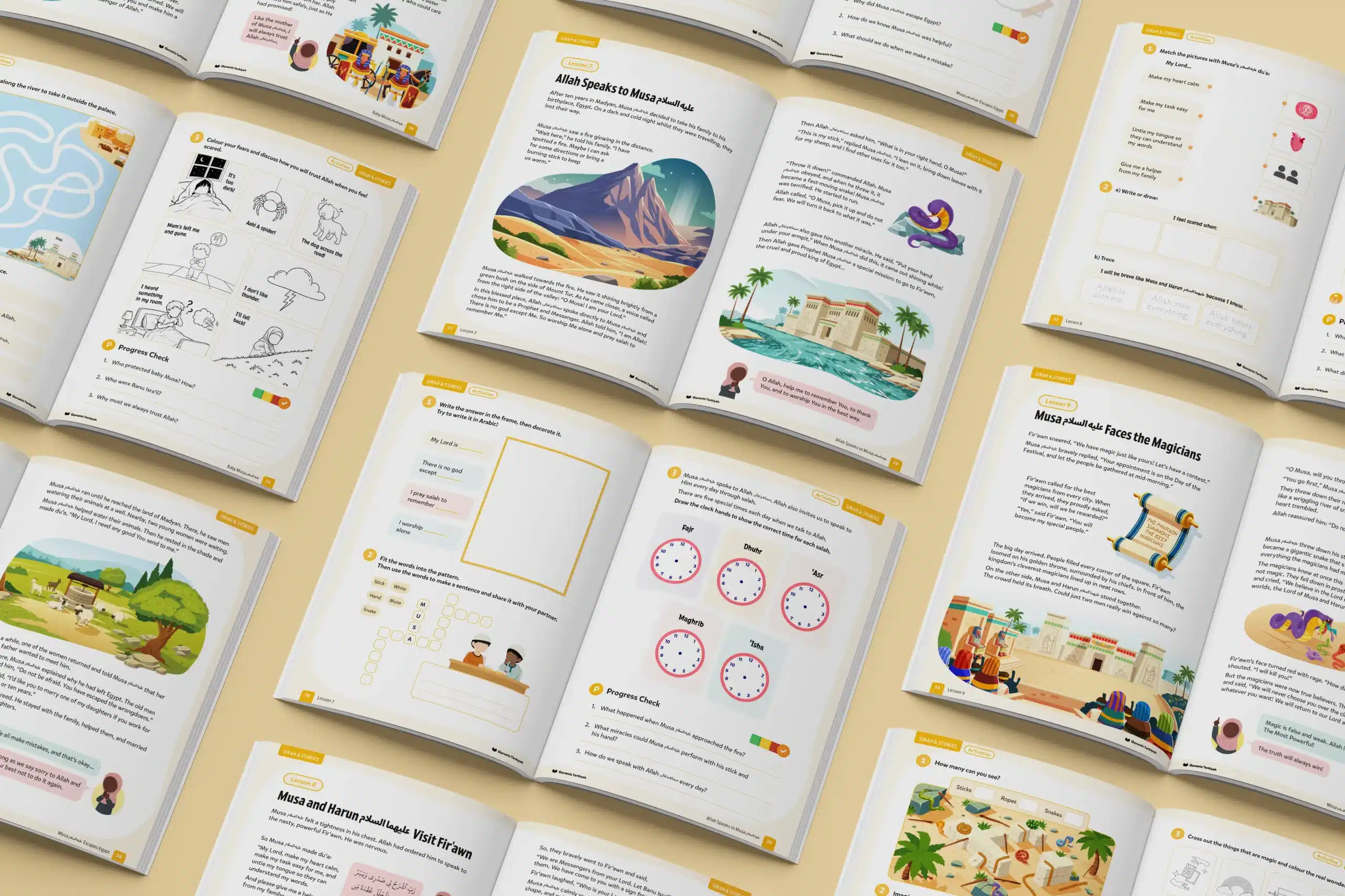 Musa (A.S.) Lesson Bundle - Sneak Peek of Sirah & Stories 2 3 Sirah-Stories-Level-2-Musa-AS-Stories-Bunble-Isometric-Top