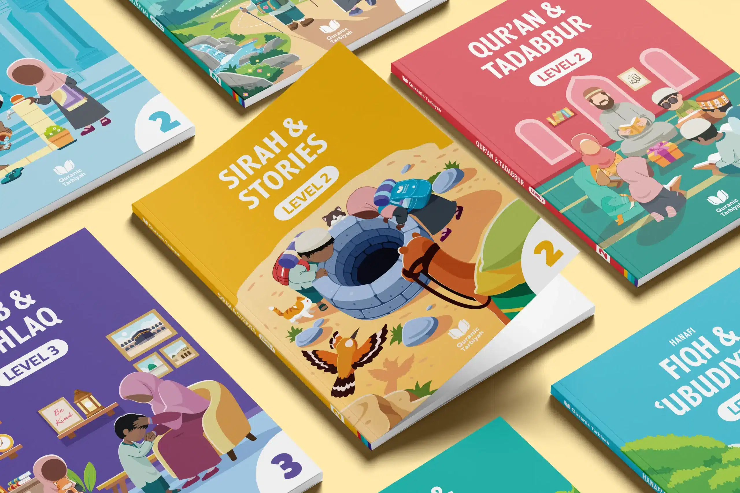 Why Your Maktab Might Benefit From the Quranic Tarbiyah Curriculum 3 QT Book Covers Whole Set Mockup scaled - Quranic Tarbiyah